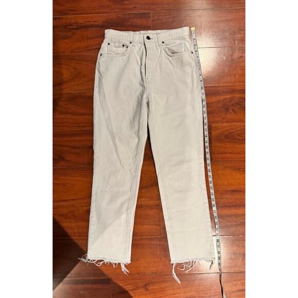 GRLFRND The Cassidy Mid Rise Straight Jeans White Raw Hem Size 26 - Picture 9 of 15